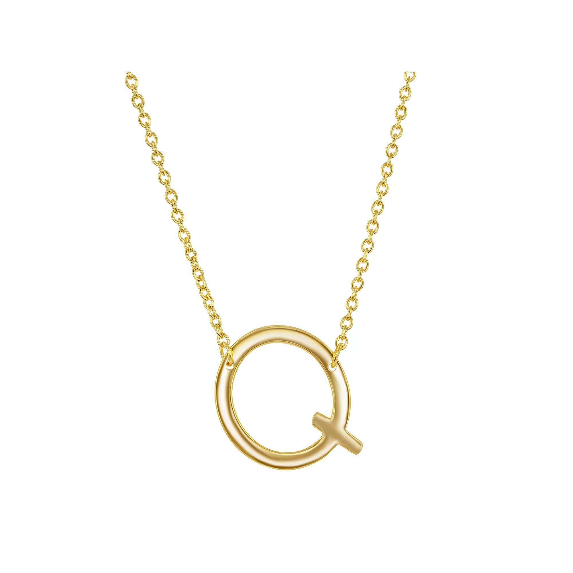 Sterling Silver Sideways Initial Necklace, Women's, Size: 16-18" ADJ, Gold Tone M Product Image