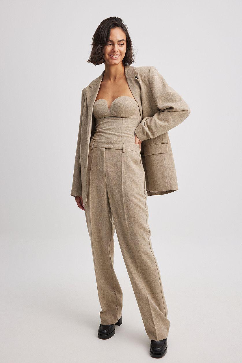 Wool Blend Herringbone Suit Pants Product Image