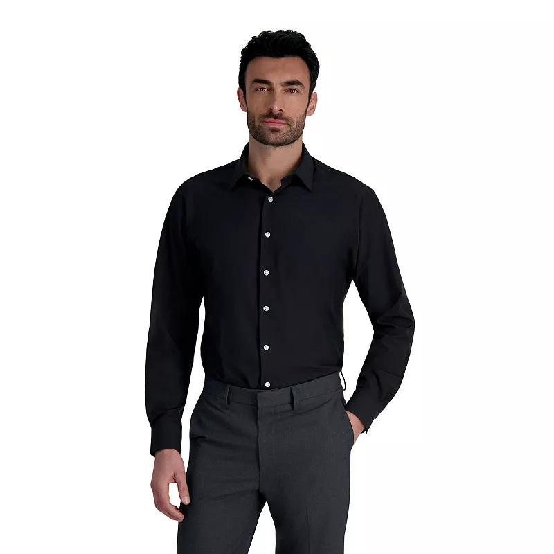 Men's Haggar® Smart Wash® Classic Fit Wrinkle Free Dress Shirt, Size: 16.5-34/35, Black Product Image