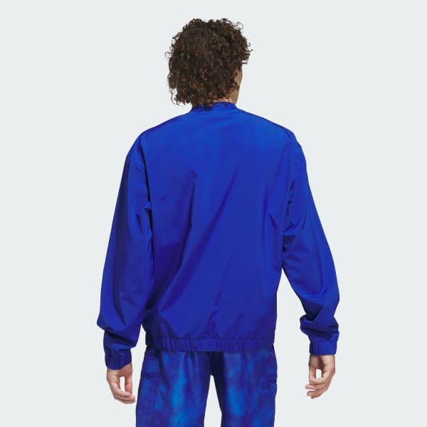 adidas Woven Pullover Crew Sweatshirt Royal Blue M Mens Product Image