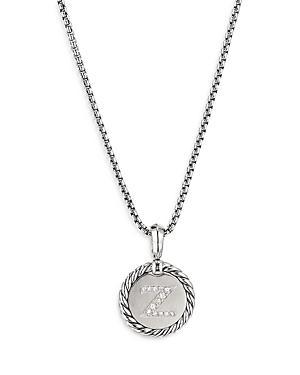 David Yurman Sterling Silver Cable Collectibles Initial Charm Necklace with Diamonds, 18 Product Image