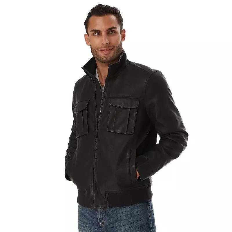 Big & Tall Apt. 9® Faux Leather Moto Jacket, Men's, Size: XXL Tall, Black Product Image