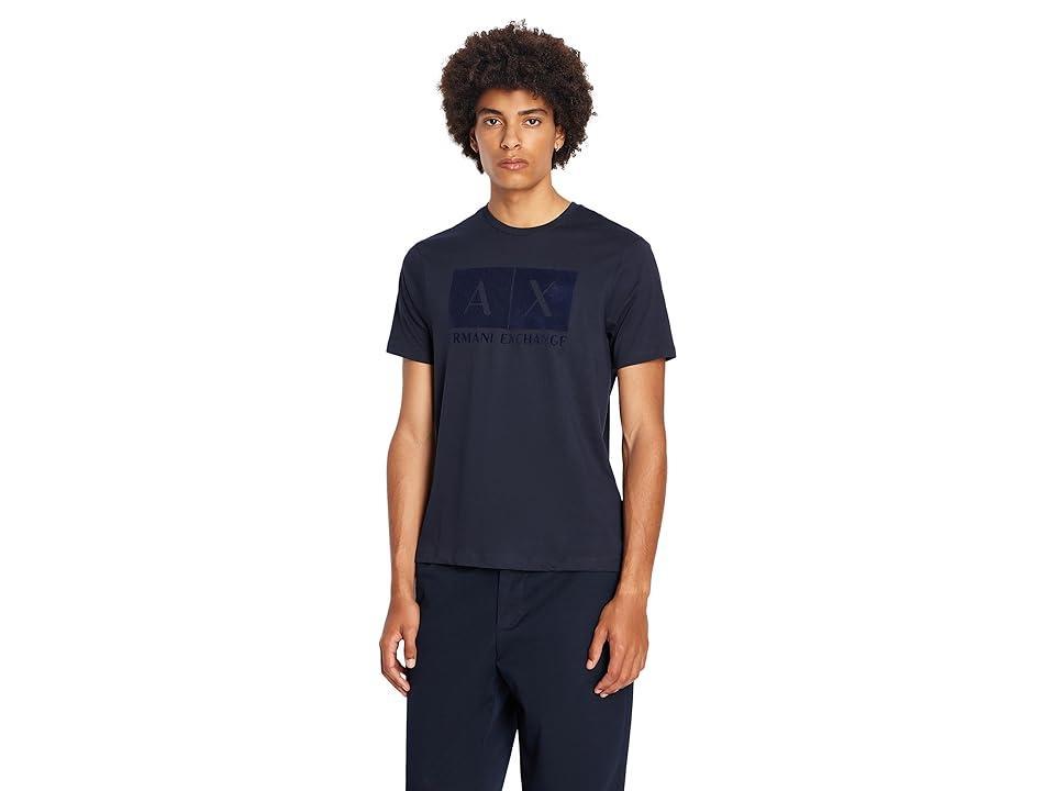 Armani Exchange Textured Silk Screen Box Logo Tee Men's Clothing Product Image