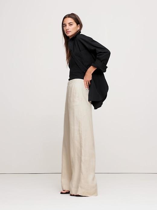 High-Rise Wide-Leg Linen Pull-On Pant Product Image