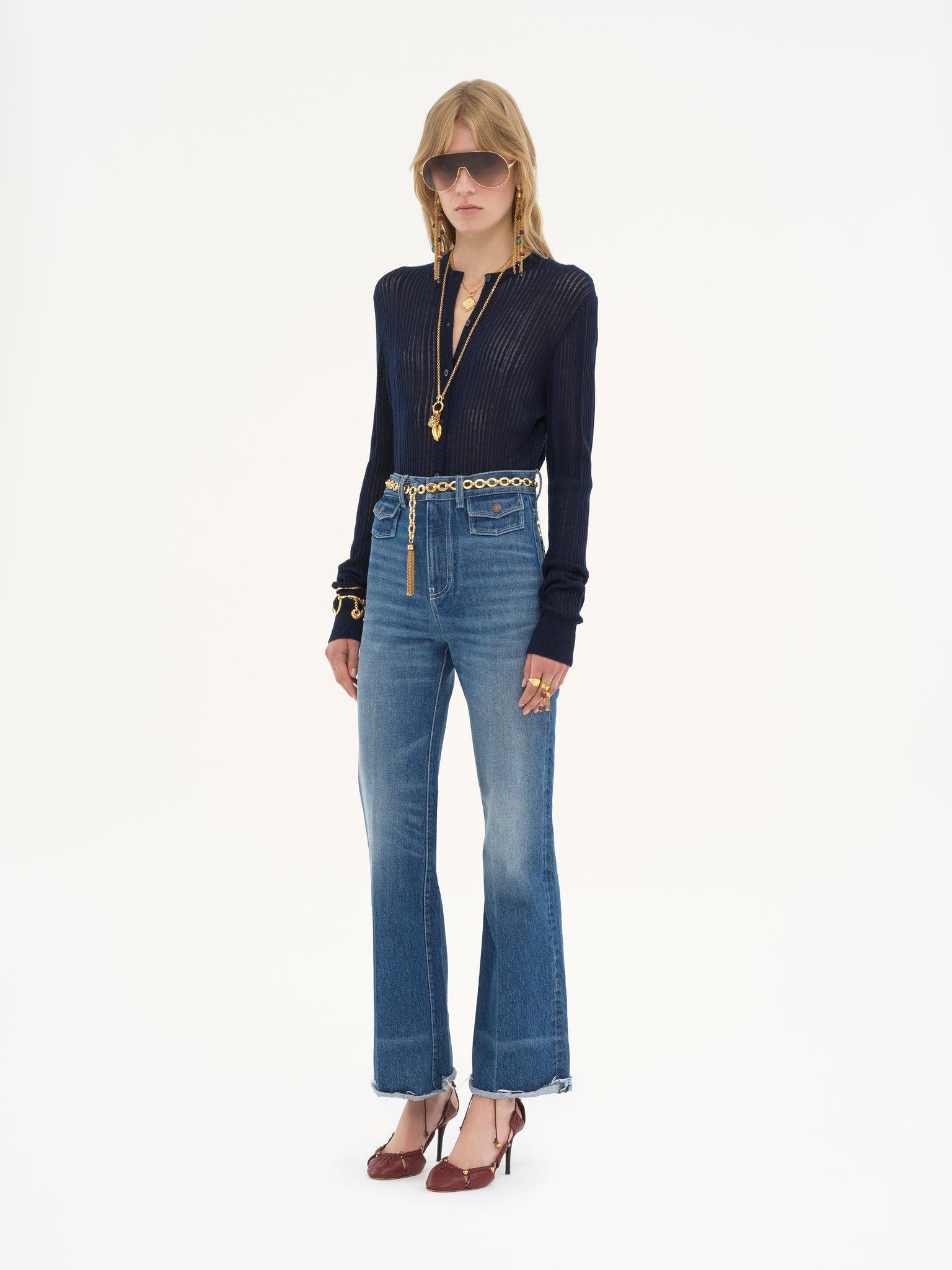 Fitted cardigan in wool knit Product Image