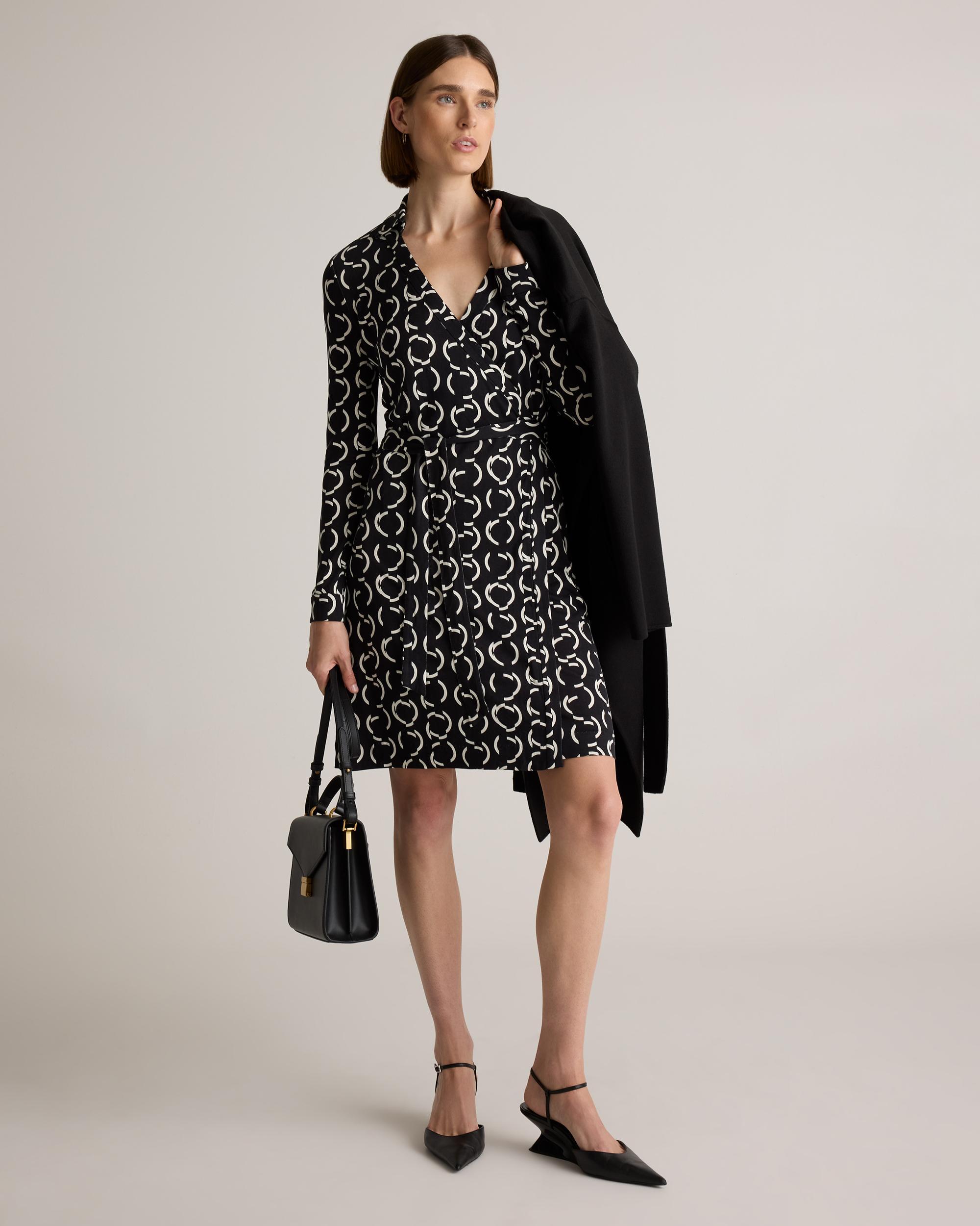 Quince | Women's 100% Silk Jersey Mini Wrap Dress Size XL Product Image