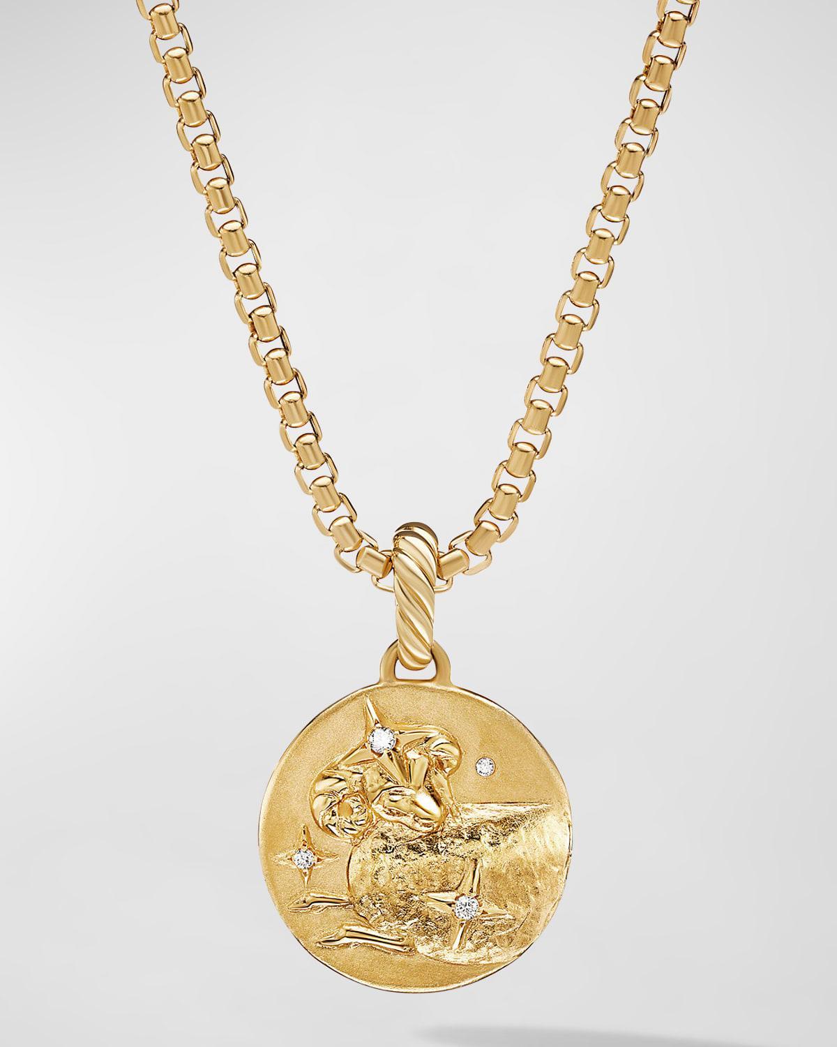 David Yurman 18K Yellow Gold Diamond Aquarius Amulet Pendant Product Image