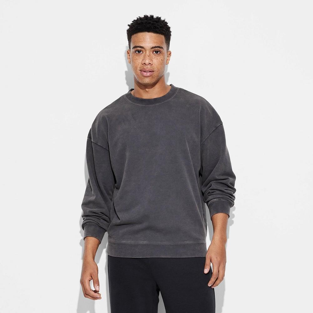 Men's Oversized- Crew Neck SweatShirt - Original Use™ Hematite M: Midweight, Pullover, Ribbed Cuff Product Image