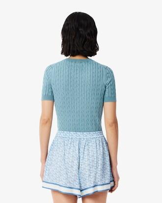 Washed Effect Cable Knit Sweater Product Image