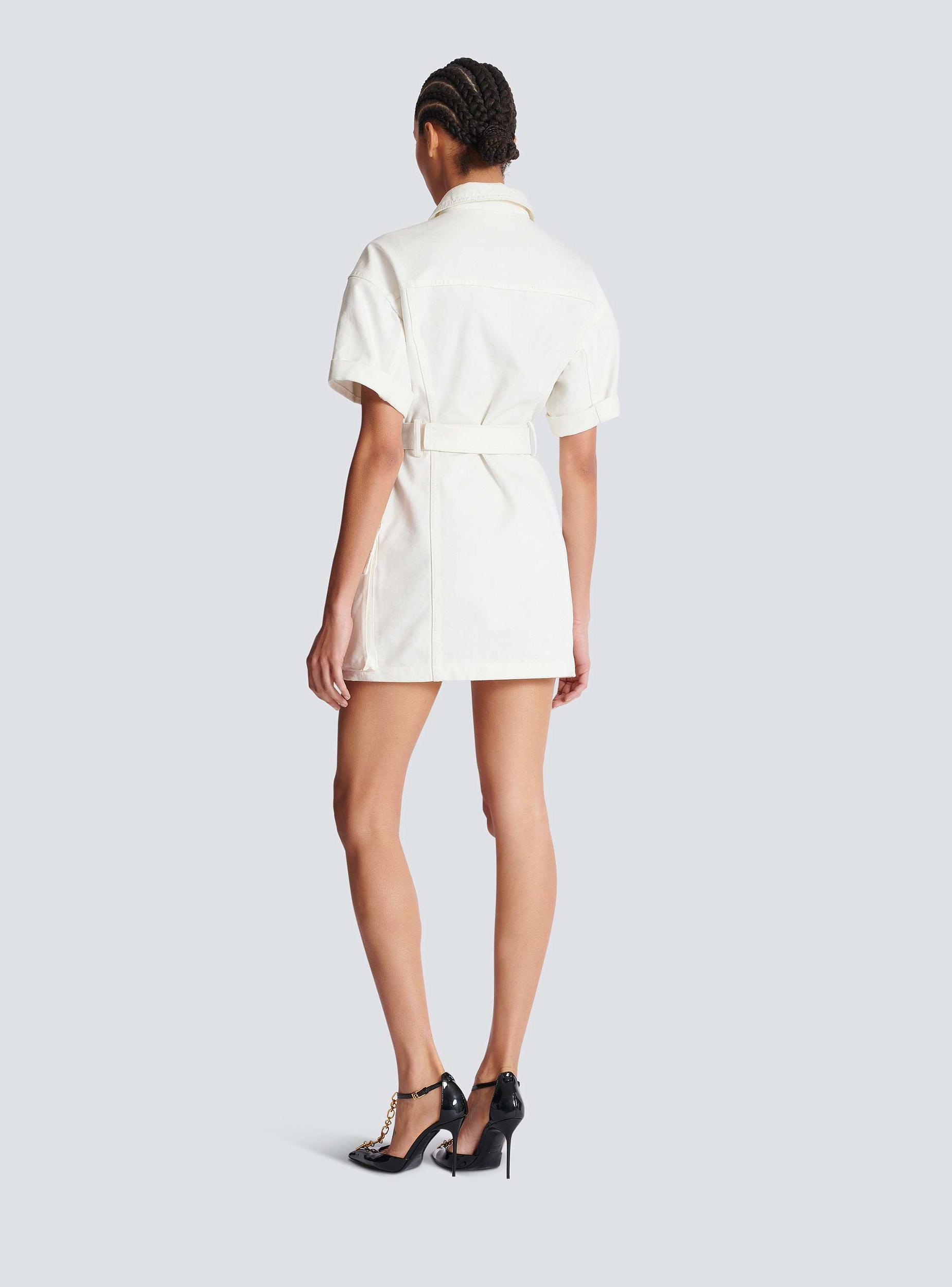 Short lace-up canvas dress Product Image