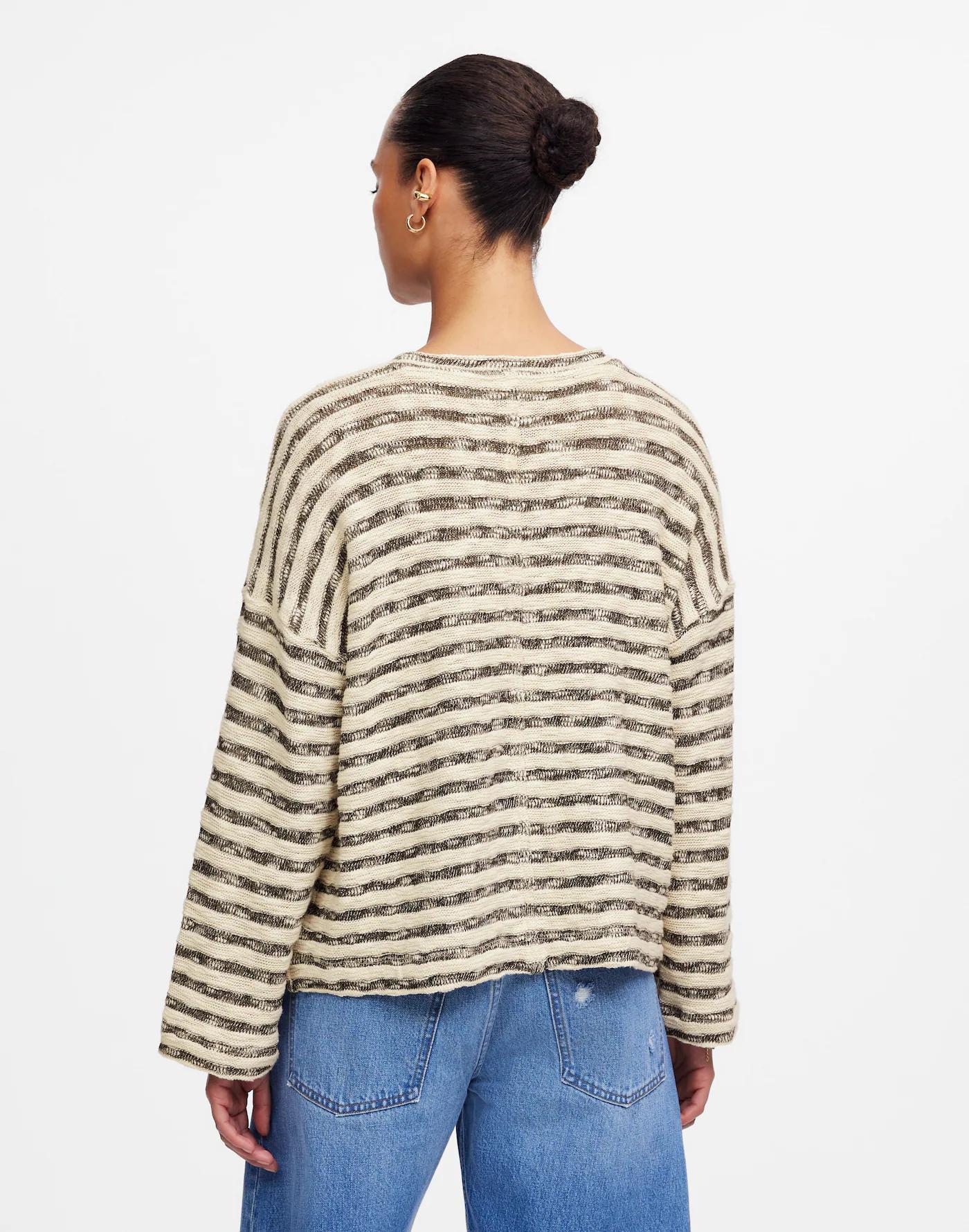Crewneck Long-Sleeve Knit Tee in Stripe Product Image