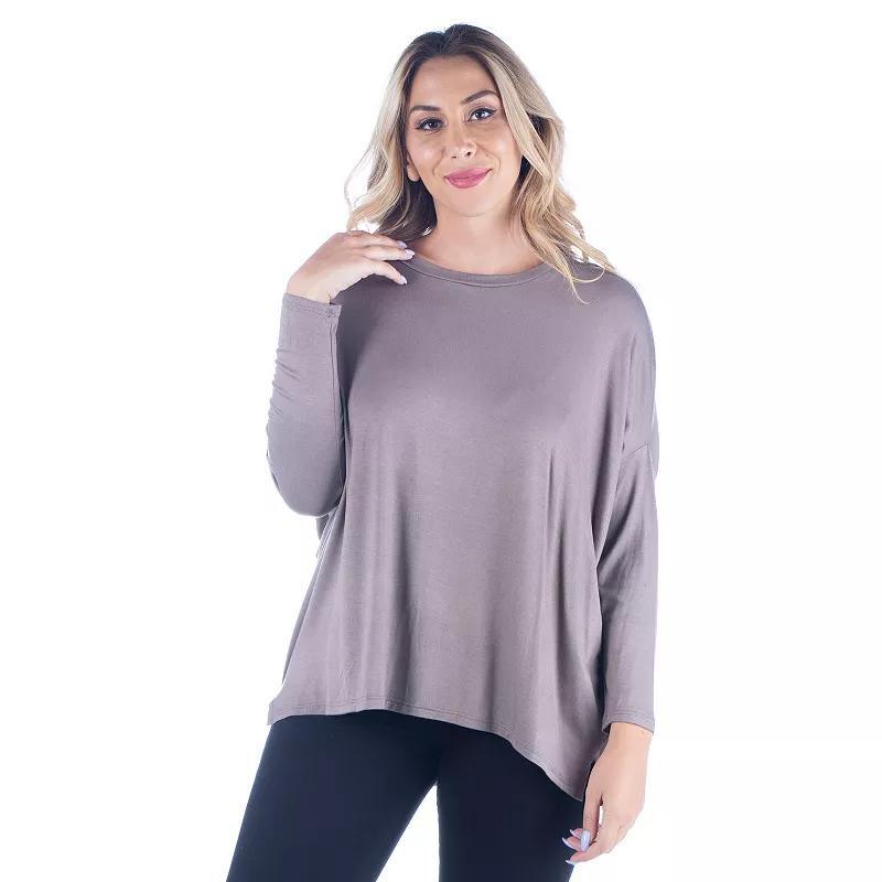 Plus Size 24Seven Comfort Apparel Oversized Long Sleeve Dolman Top, Womens Product Image