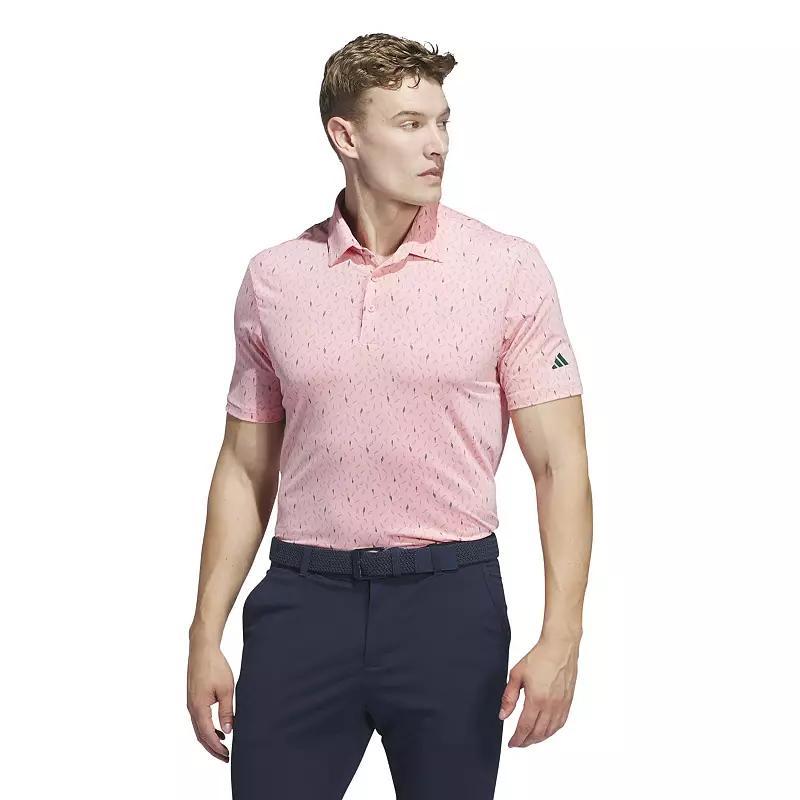 Men's adidas Ultimate365 Allover Print Polo Shirt, Size: Large, Pink Product Image