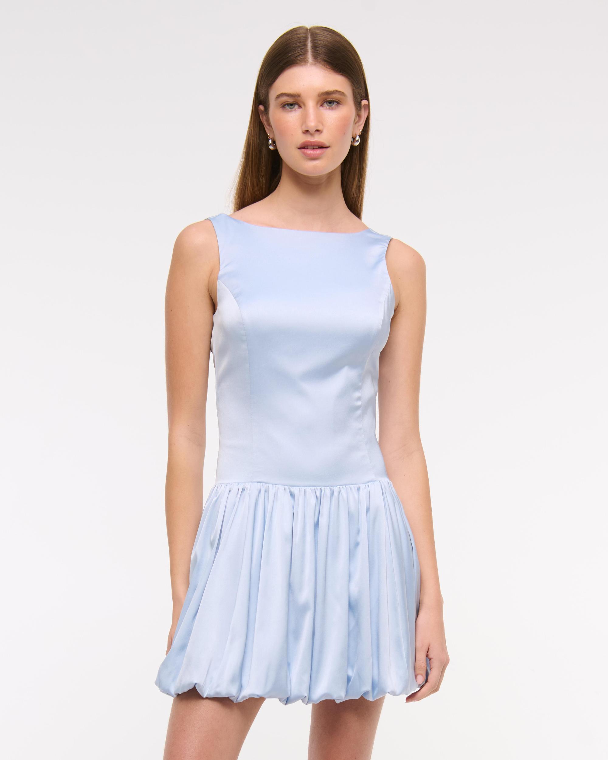 High-Neck Bubble Hem Mini Dress Product Image