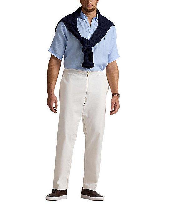 Polo Ralph Lauren Big & Tall Solid Linen Short Sleeve Woven Shirt Product Image
