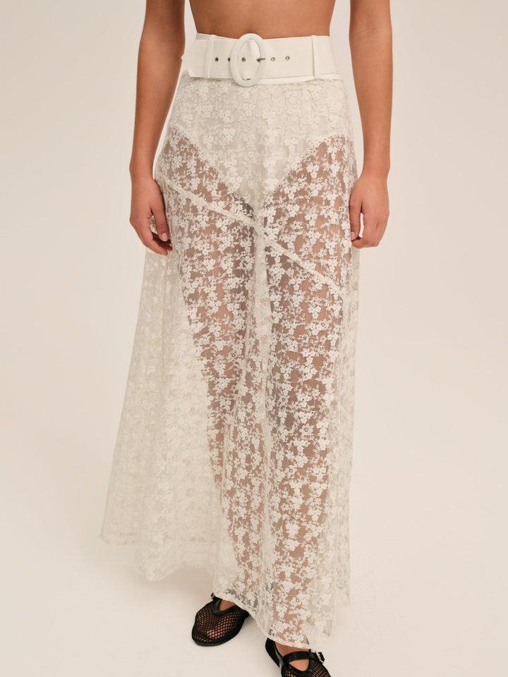 Ciao Lace Maxi Skirt — White Product Image