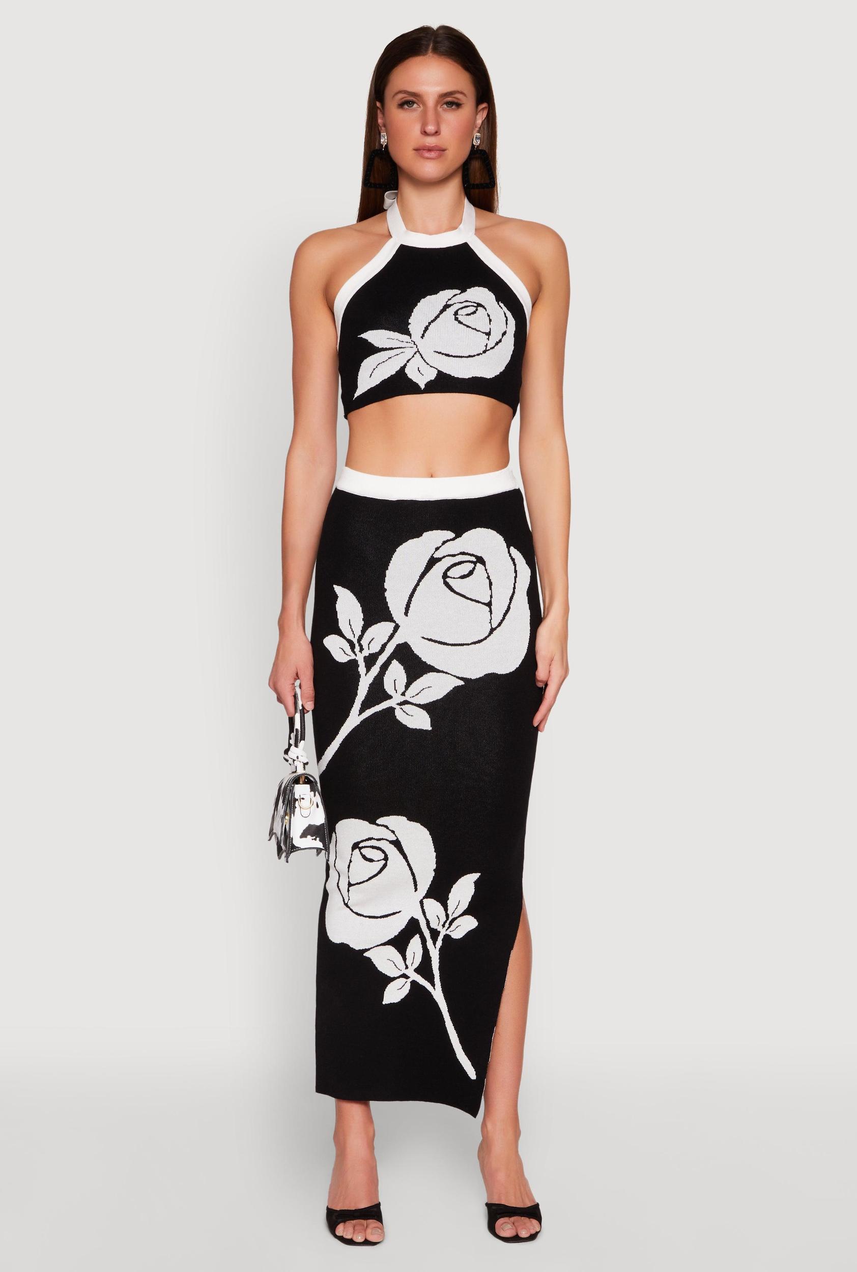 Womens Contrast Trim Floral Print Crop Top Product Image
