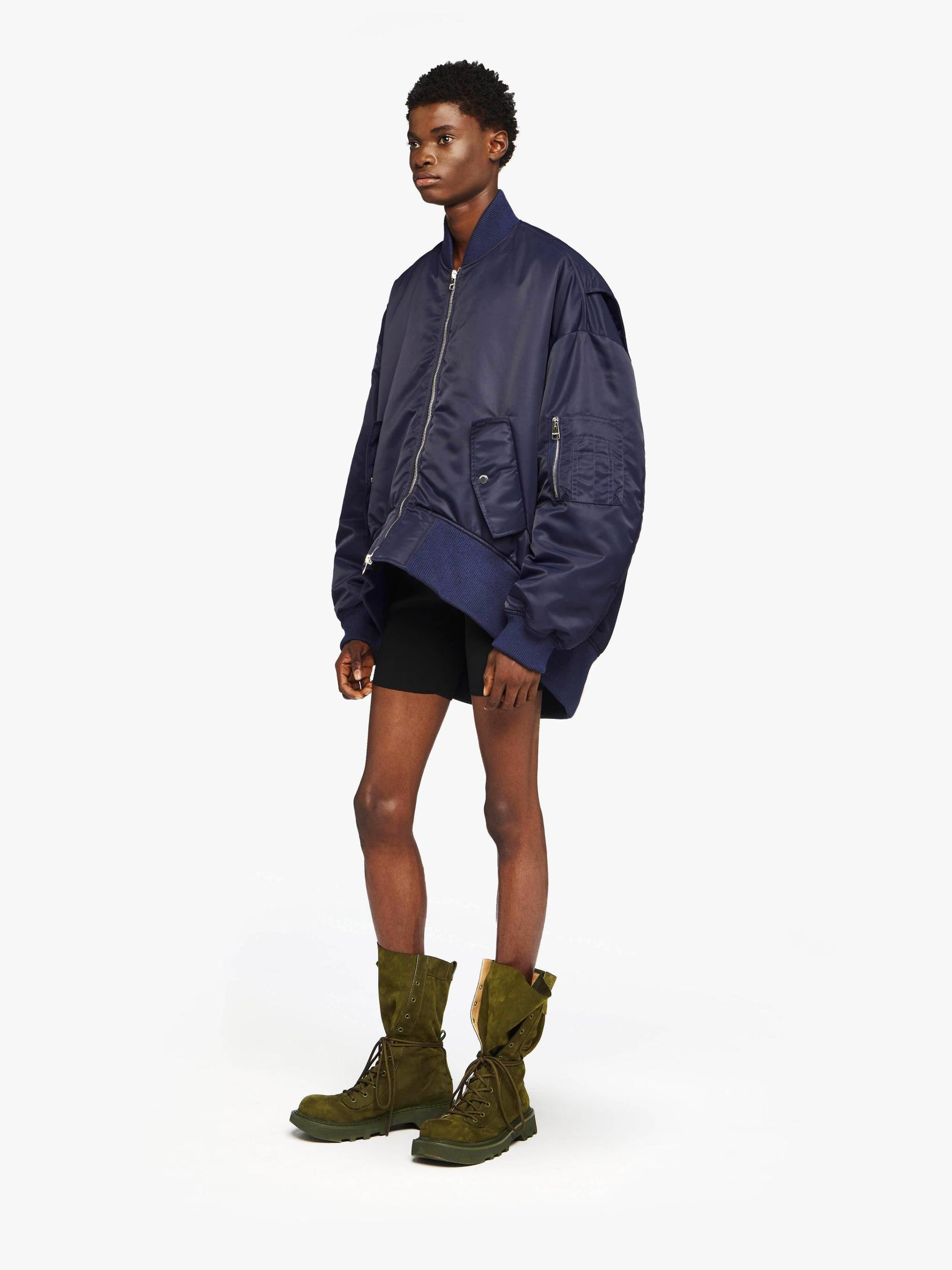 CURVED HEM OVERSIZED BOMBER JACKET Product Image