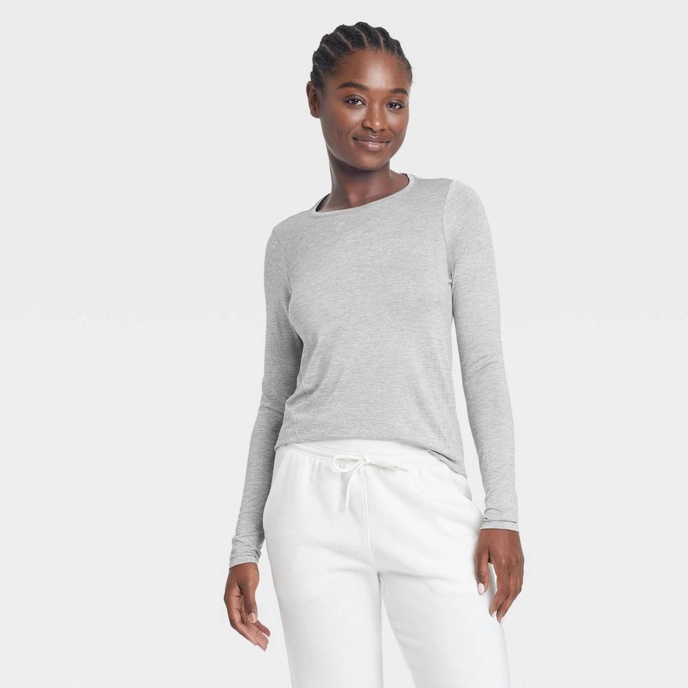 Womens Seamless Long Sleeve Top - All In Motion Heathered XXL: Moisture Wicking, Midweight Knit Pullover Product Image
