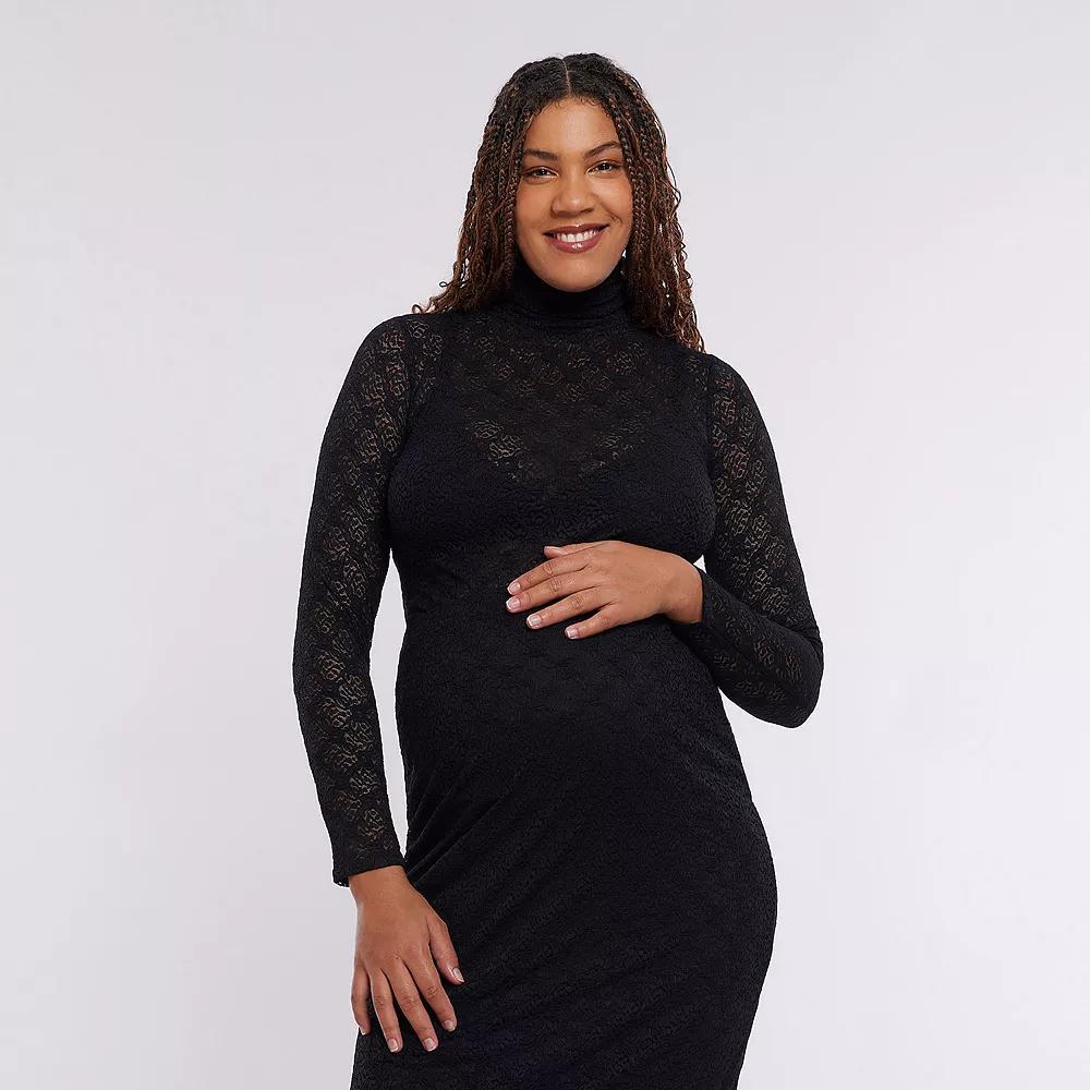 Maternity Motherhood® Turtleneck Long Sleeve Top, Women's, Size: XXL-MAT, Animal Mesh Product Image