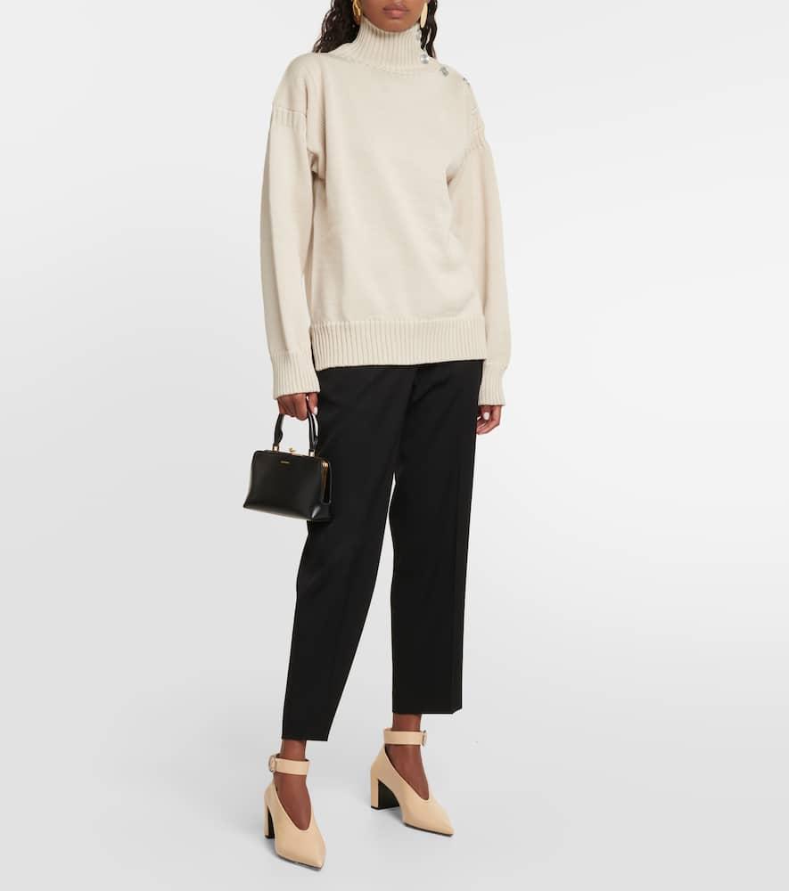 JIL SANDER Draped Ribbed Wool Sweater In Yellow Product Image