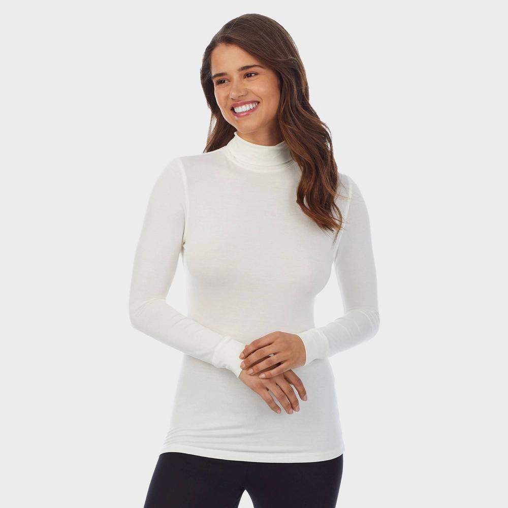 Warm Essentials by Cuddl Duds Womens Smooth Stretch Thermal Turtleneck Top - Black Product Image