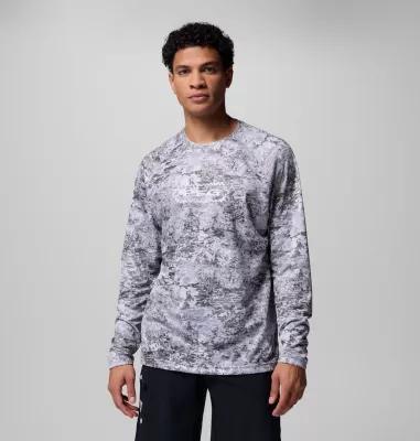 Columbia Men's PFG Super Solar Stream Border Hex Long Sleeve Shirt- Product Image