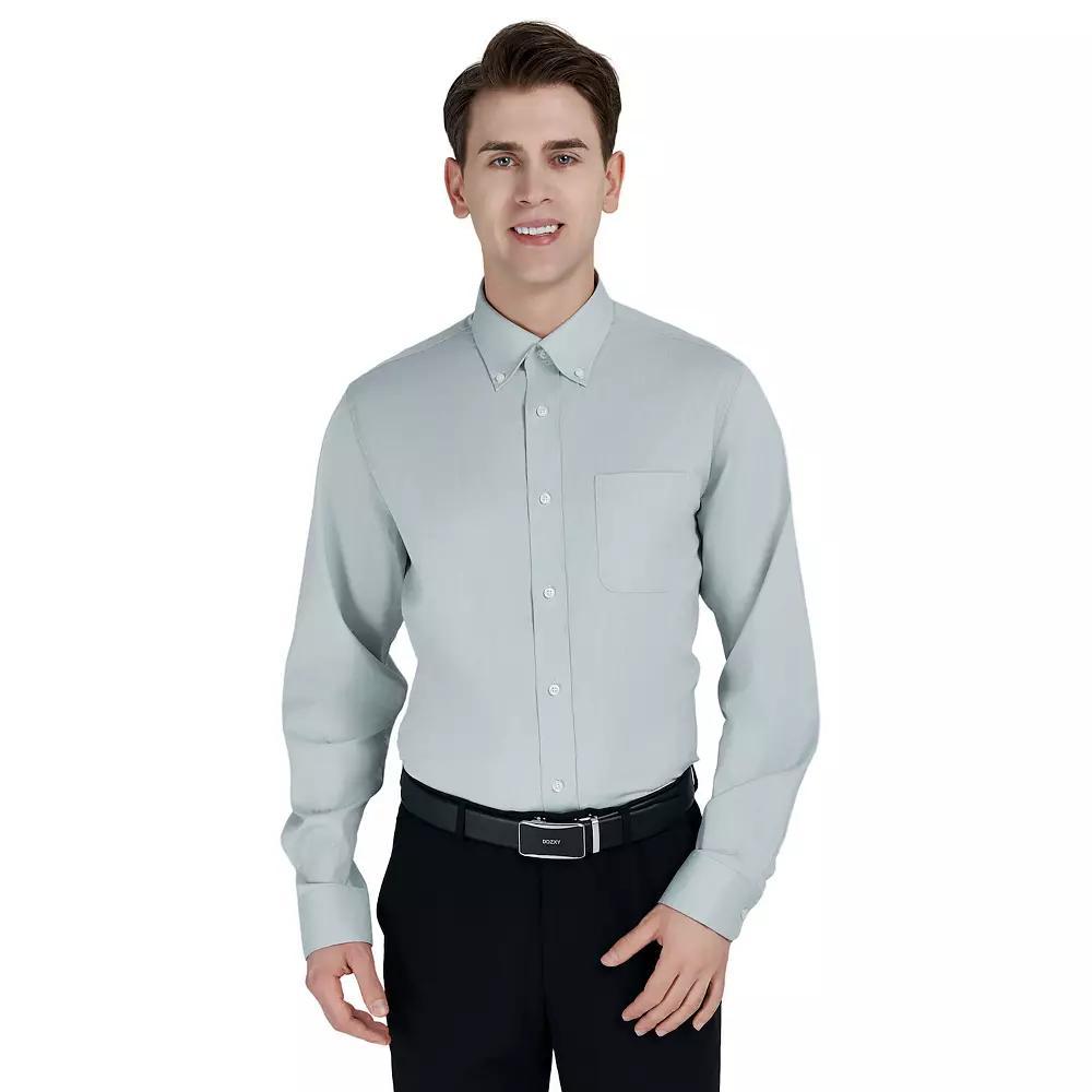 Men's Bespoke Classic-Fit Pinpoint Oxford Dress Shirt, Size: XL-36/37, Green Product Image