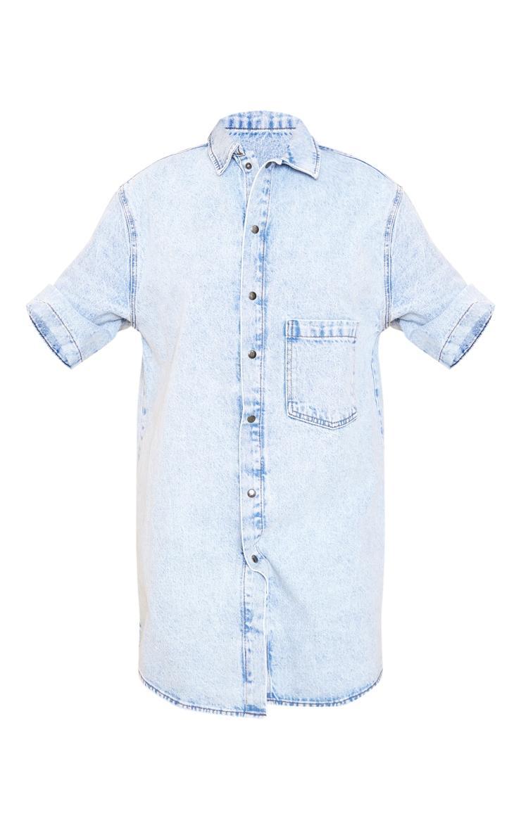 Tall Vintage Wash Oversized Denim Shirt Dress Product Image