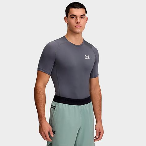 Under Armour Mens HeatGear Short-Sleeve Training Top in Castlerock/White Product Image