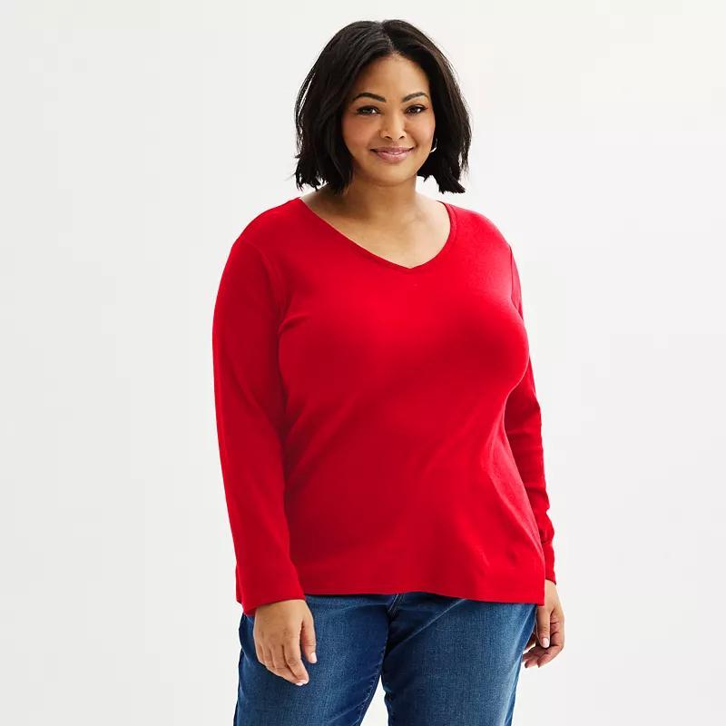 Plus Size Croft & Barrow® Essential V-Neck Top, Women's, Size: 2XL, Wilder Blue Product Image