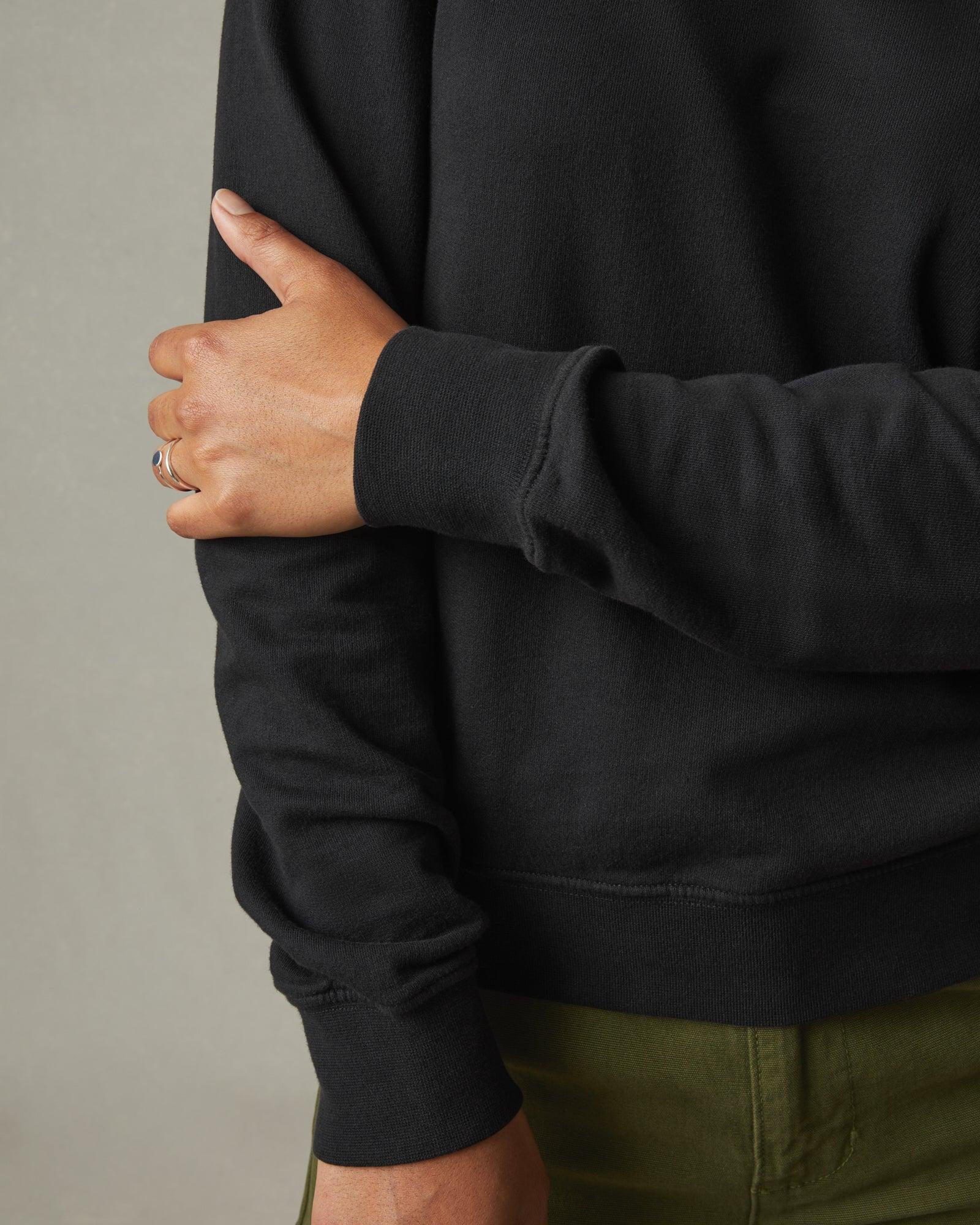 Women's French Terry Crew Sweatshirt - Black Female Product Image