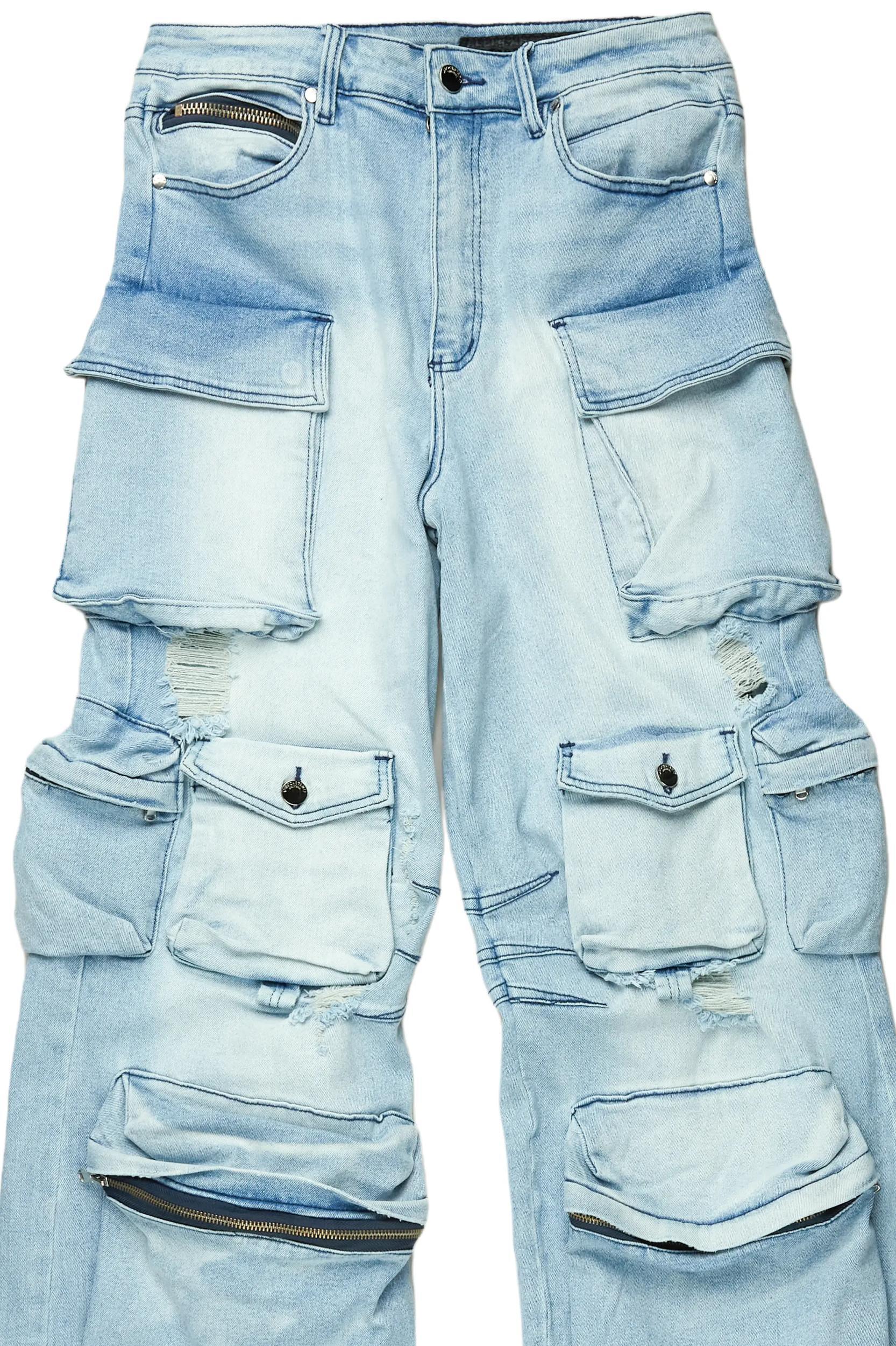 Mahesh Blue Baggy Cargo Jean Male Product Image