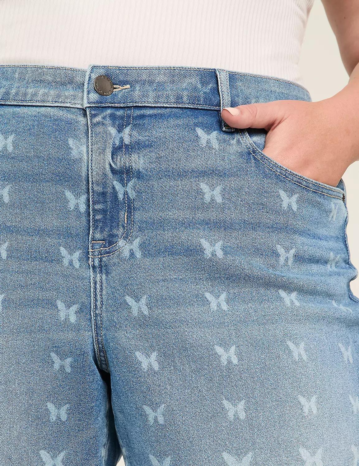 Boyfriend Fit Butterfly-Print Capri Jean Product Image