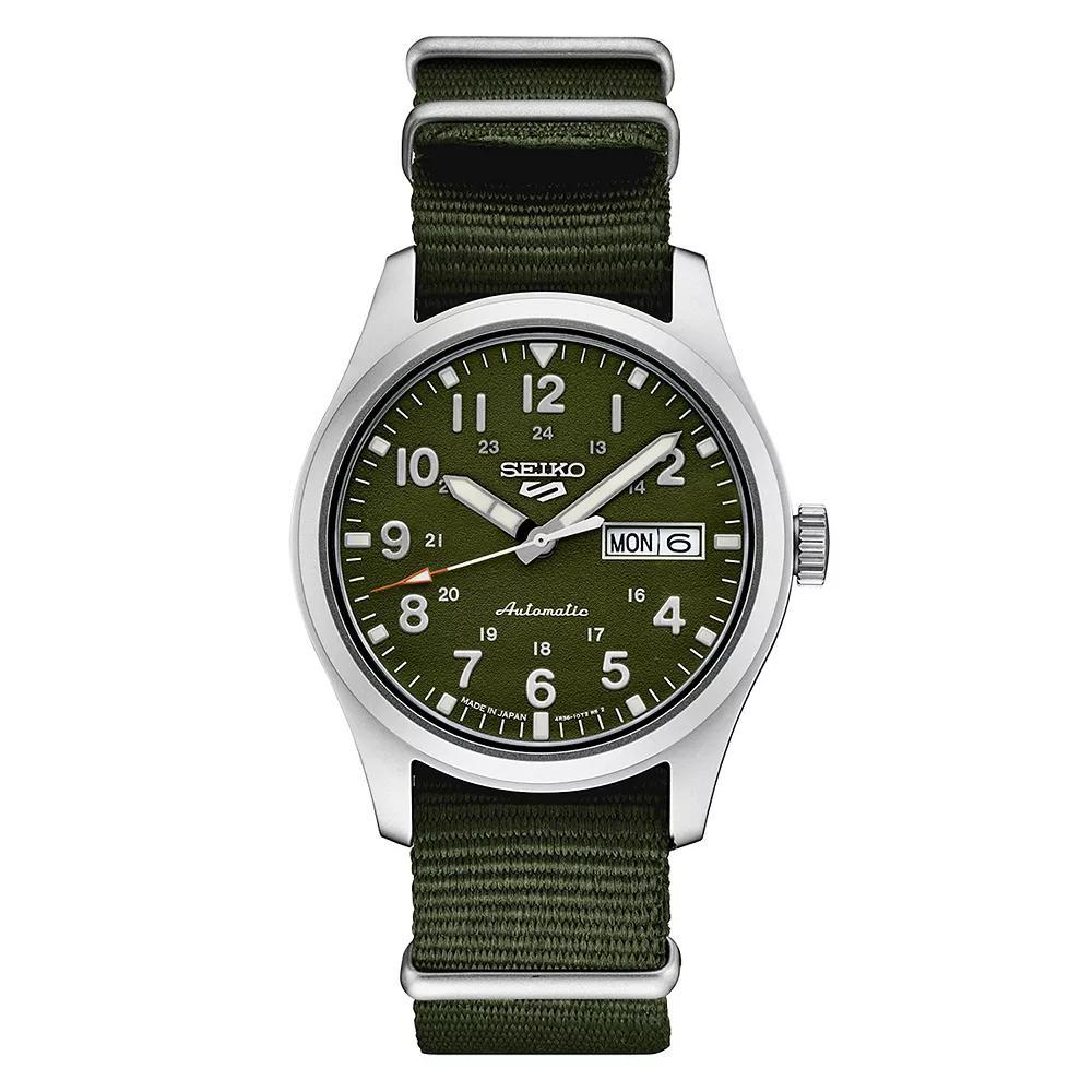 Seiko Mens 5 Sports Stainless Steel Green Dial Watch - SRPG33 Product Image