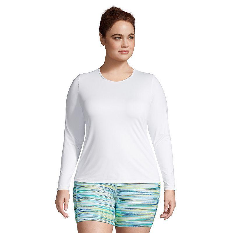 Plus Size Lands' End UPF 50 Long Sleeve Rash Guard, Women's, Size: 2XL, Black Product Image
