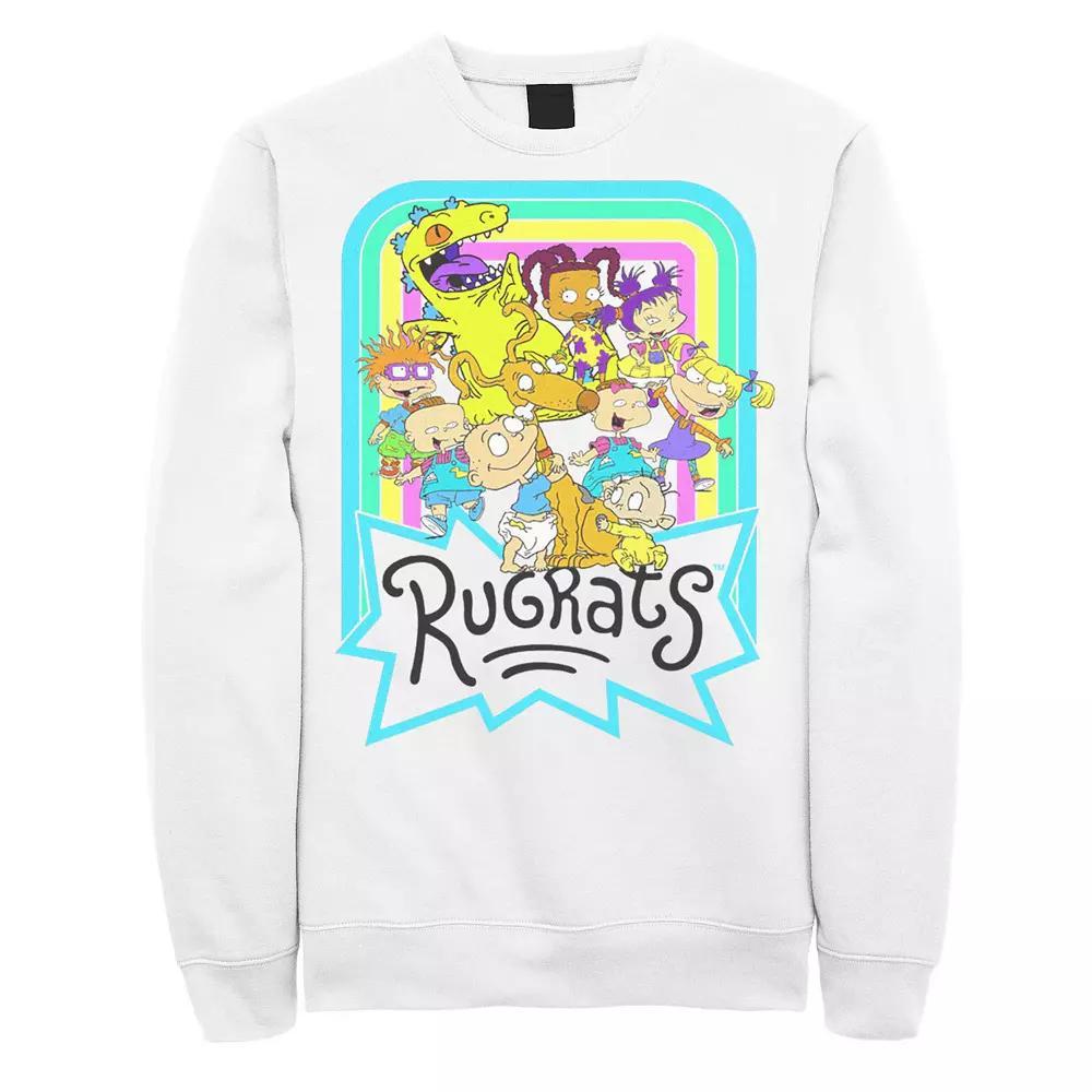 Men's Nickelodeon Rugrats Neon Rainbow Reptar And Friends Sweatshirt, Size: Large, White Product Image