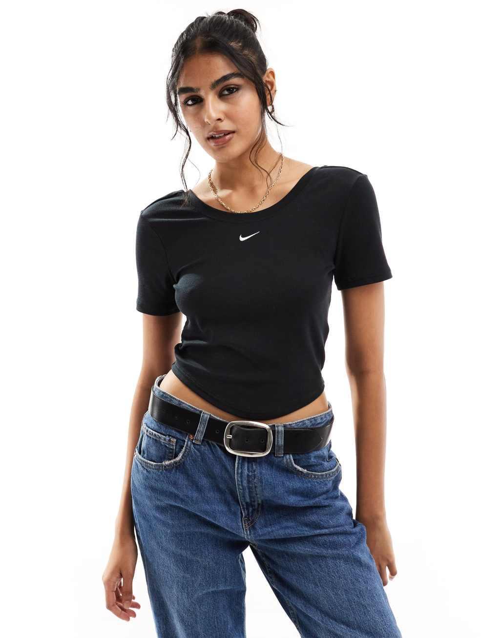 Nike Sportswear Chill Knit Women's Tight Scoop-Back Short-Sleeve Mini-Rib Top Product Image