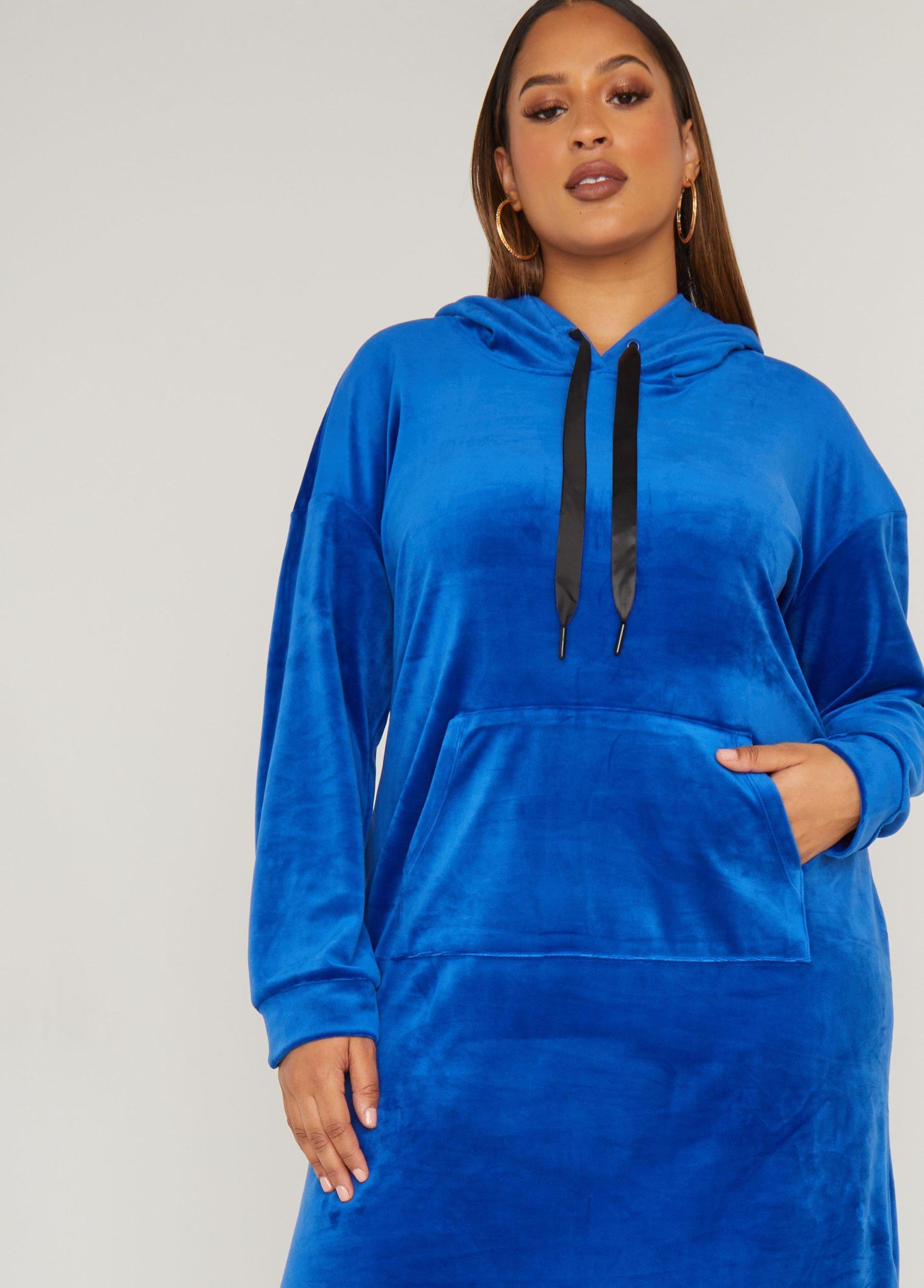 Plus Size Hooded Velour Hi Low Dress Ashley Stewart Product Image