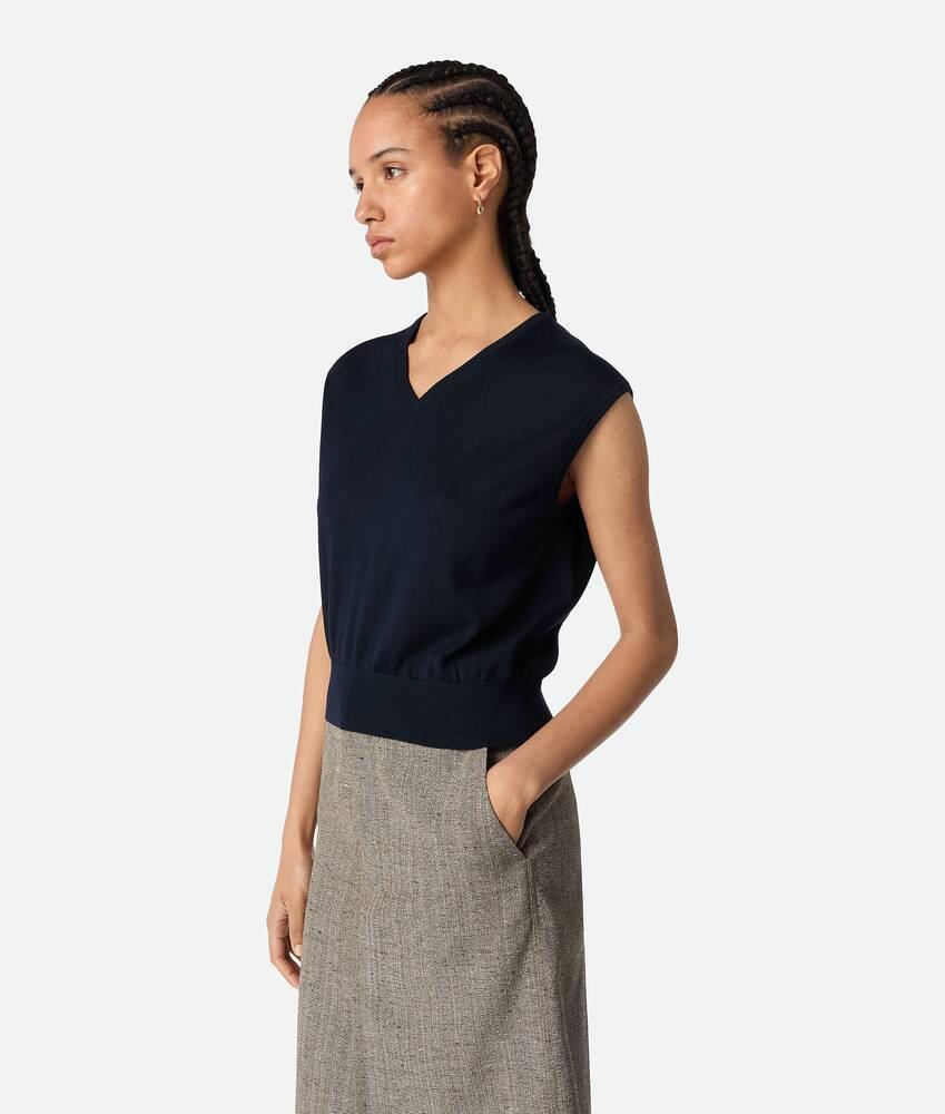 Women's Cotton And Viscose Twinset  in Navy Product Image