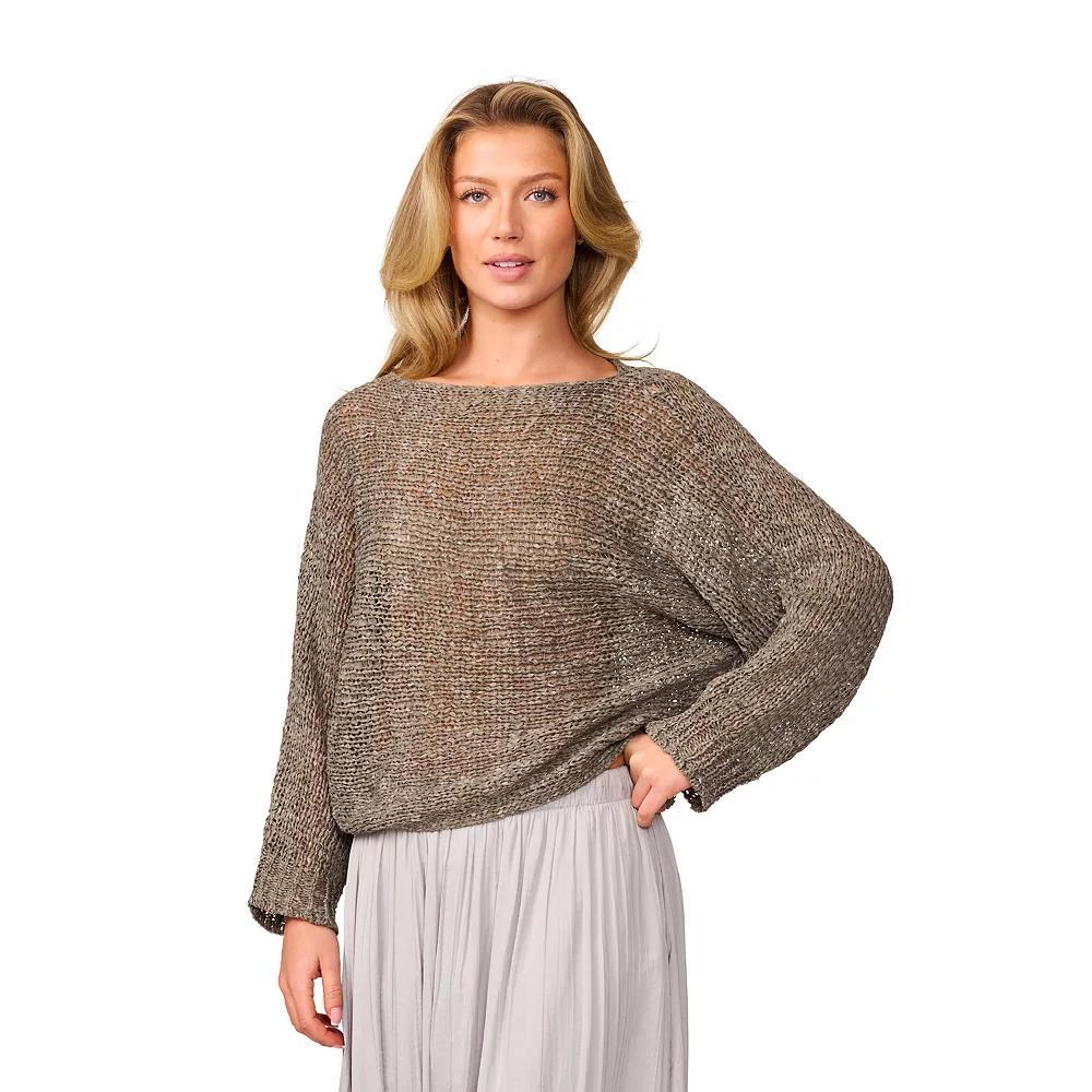 Women's Grey & Gray Boxy Dolman Sleeve Sweater, Size: Small, Shadow Product Image