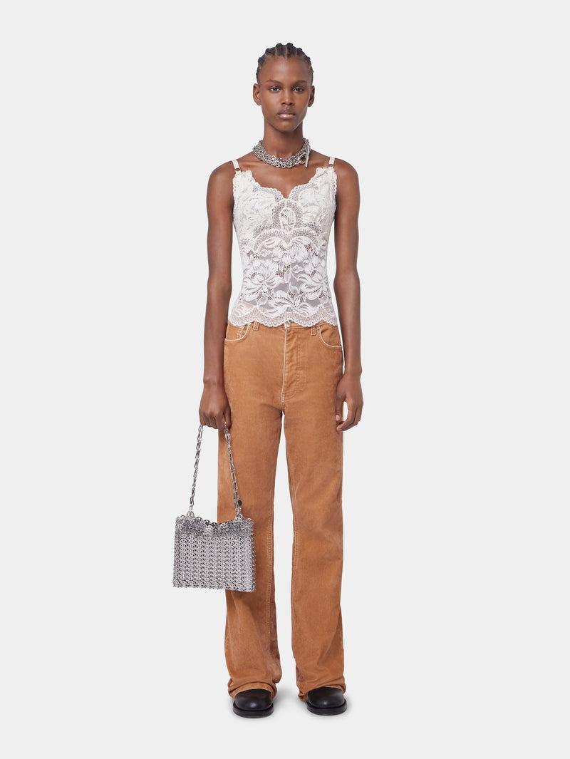 CAMEL FLARED DENIM TROUSERS Product Image