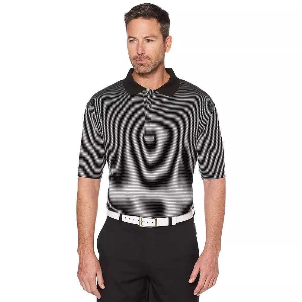 Men's Grand Slam Off Course Championship Striped Golf Polo, Size: Large, Black Product Image