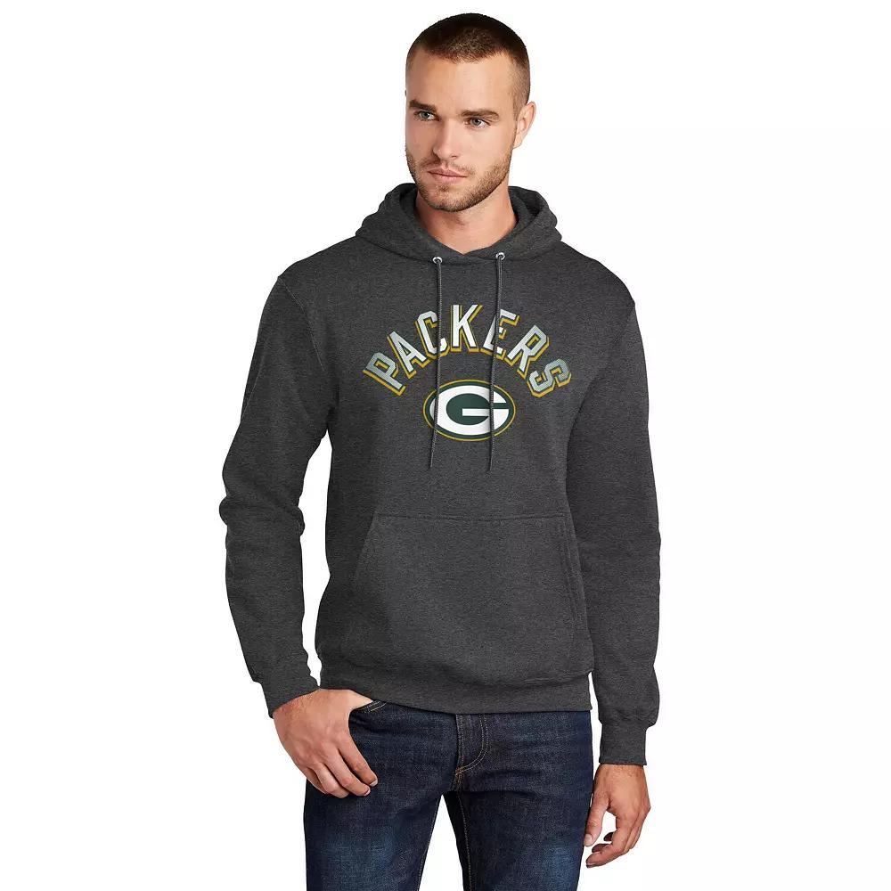 Men's Starter  Charcoal Green Bay Packers Arch Over Logo Pullover Hoodie, Size: Large Product Image