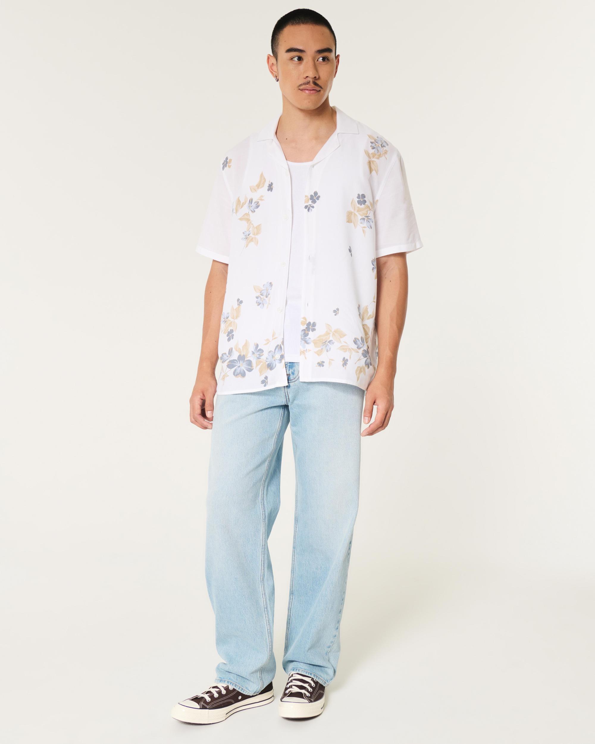 Boxy Short-Sleeve Floral Shirt Product Image