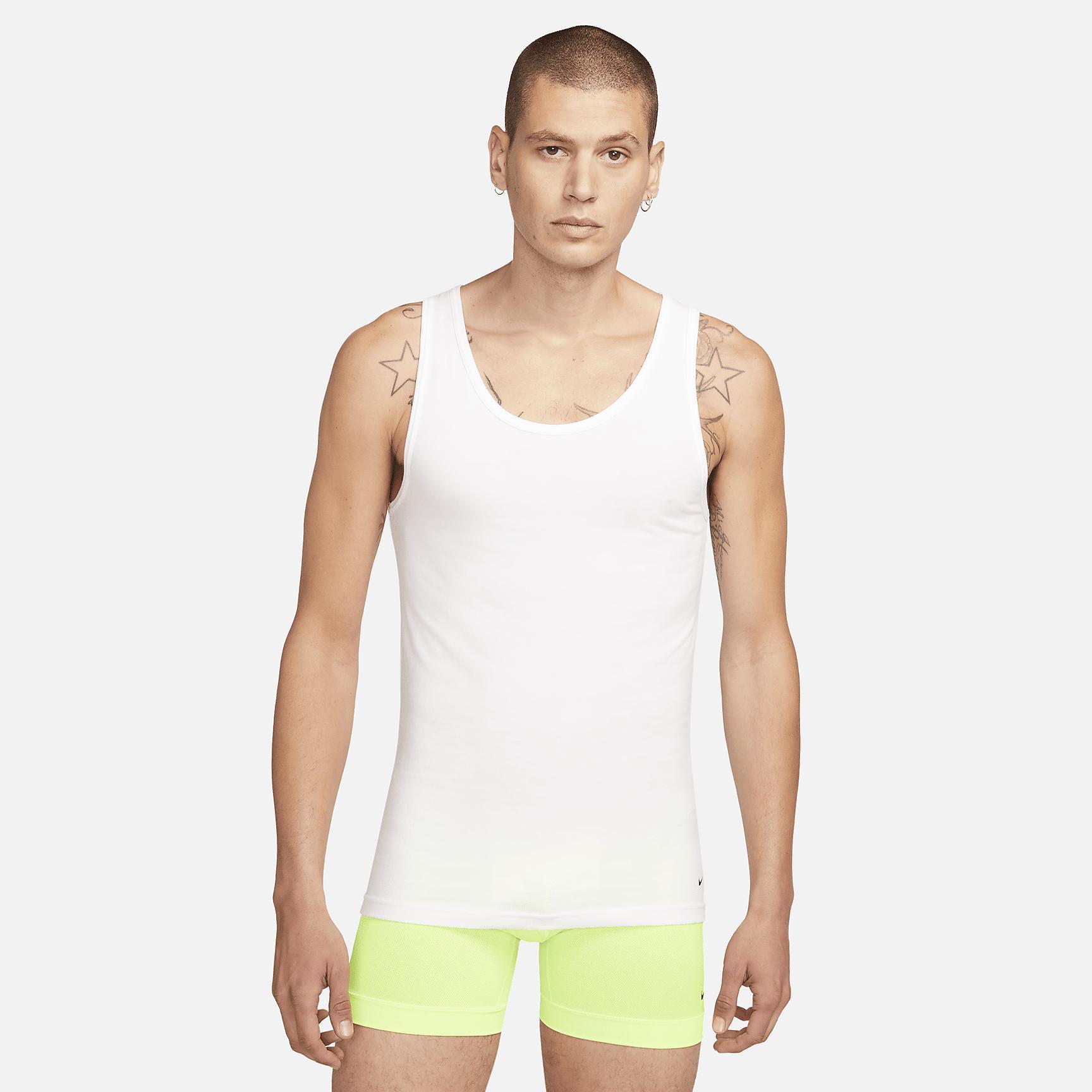 Nike Men's Dri-FIT Essential Cotton Stretch Slim Fit Tank Top Undershirt (2-Pack) Product Image