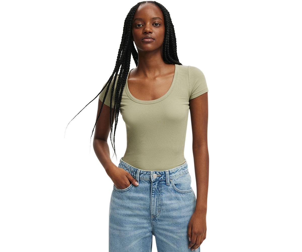 Cotton On Womens Staple Rib Scoop Neck Short Sleeve Top Product Image