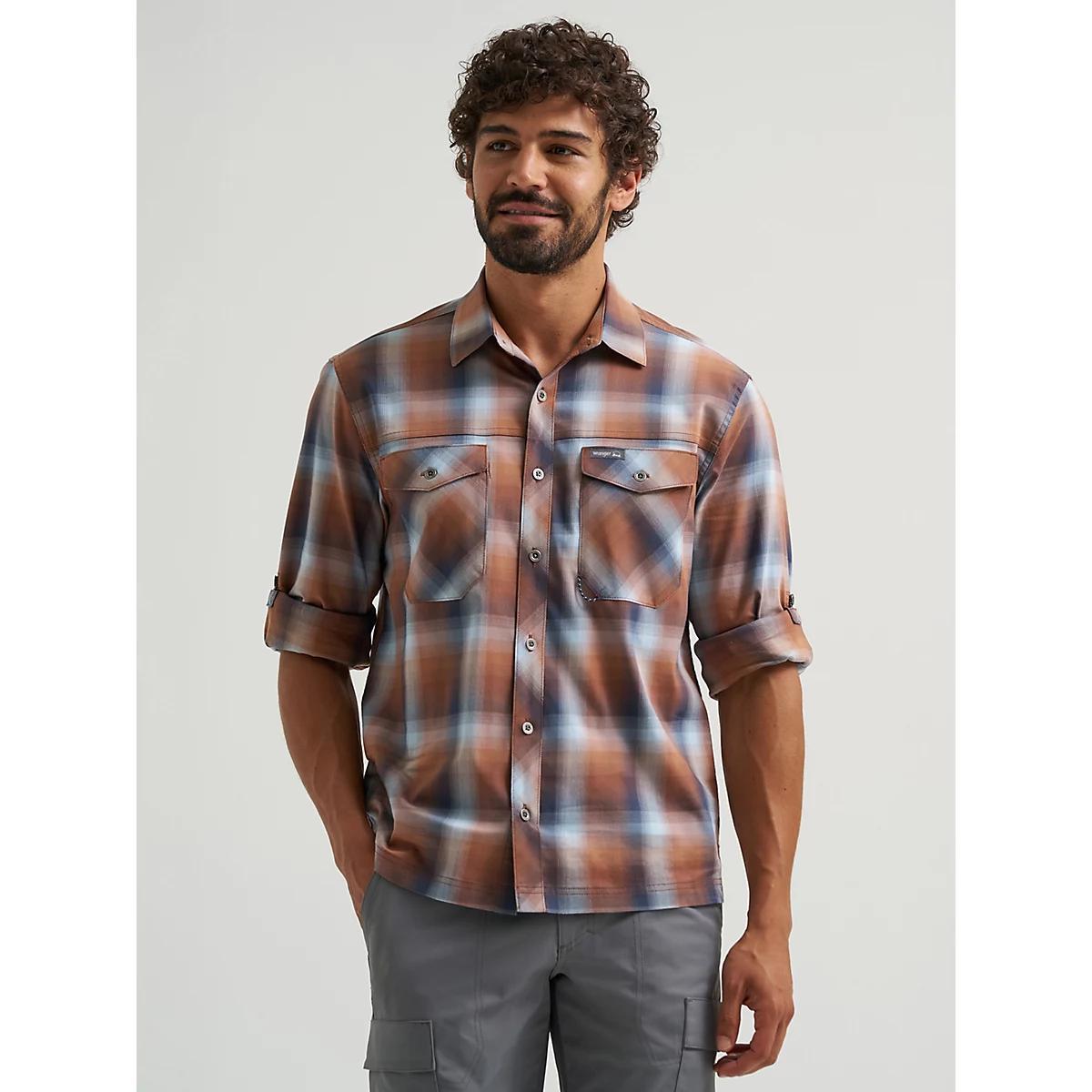 Men's Outdoor Stretch Plaid Shirt | Men's SHIRTS | Wrangler® Product Image