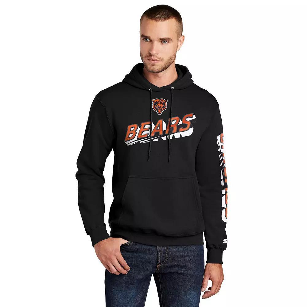 Men's Starter Black Chicago Bears Wordmark Logo Pullover Hoodie, Size: Large Product Image