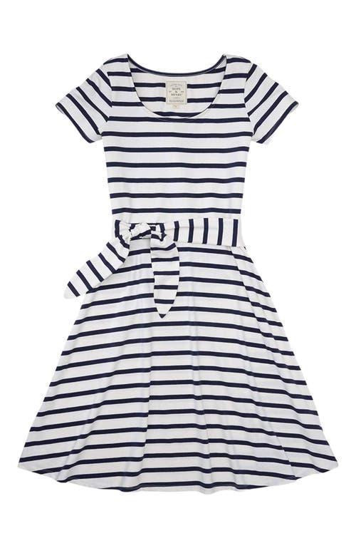 Hope & Henry Women's Organic Tie-Waist Knit Dress in Navy With White Stripe at Nordstrom, Size 12 Product Image